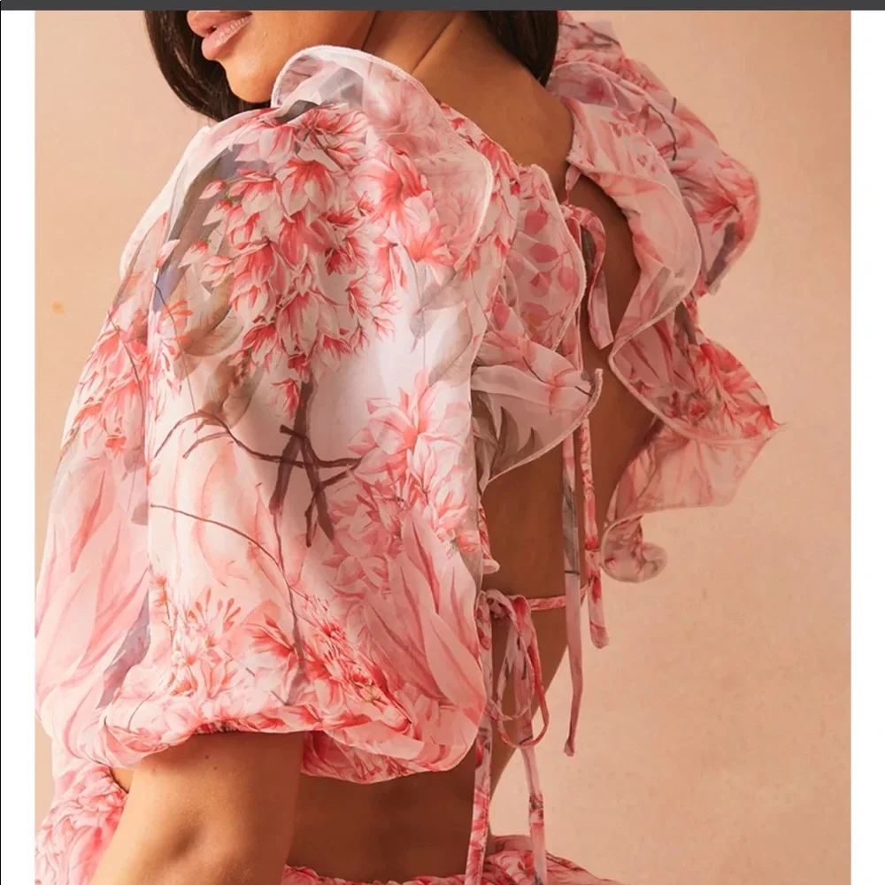 Floral Pink Ruffle Dress - Picture 3 of 6